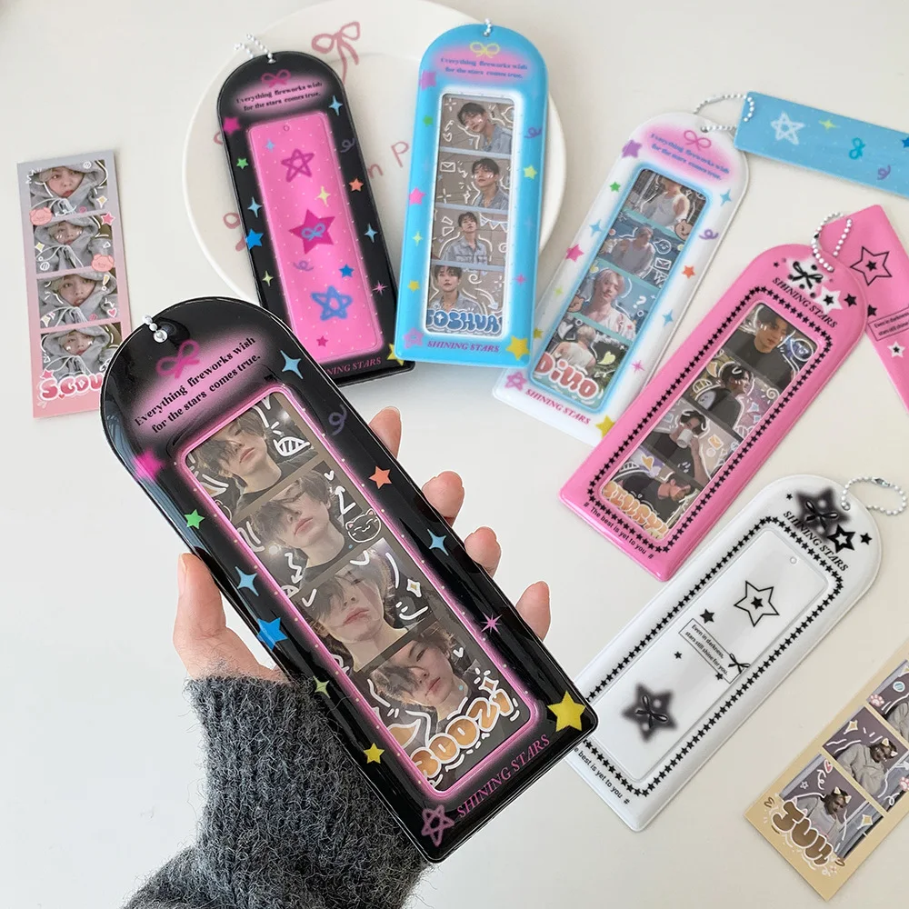 

Kawaii PVC 4 Panel Photo Sleeve Student Four Picture Protector Collectible Card Holder Small Pendant School Stationery
