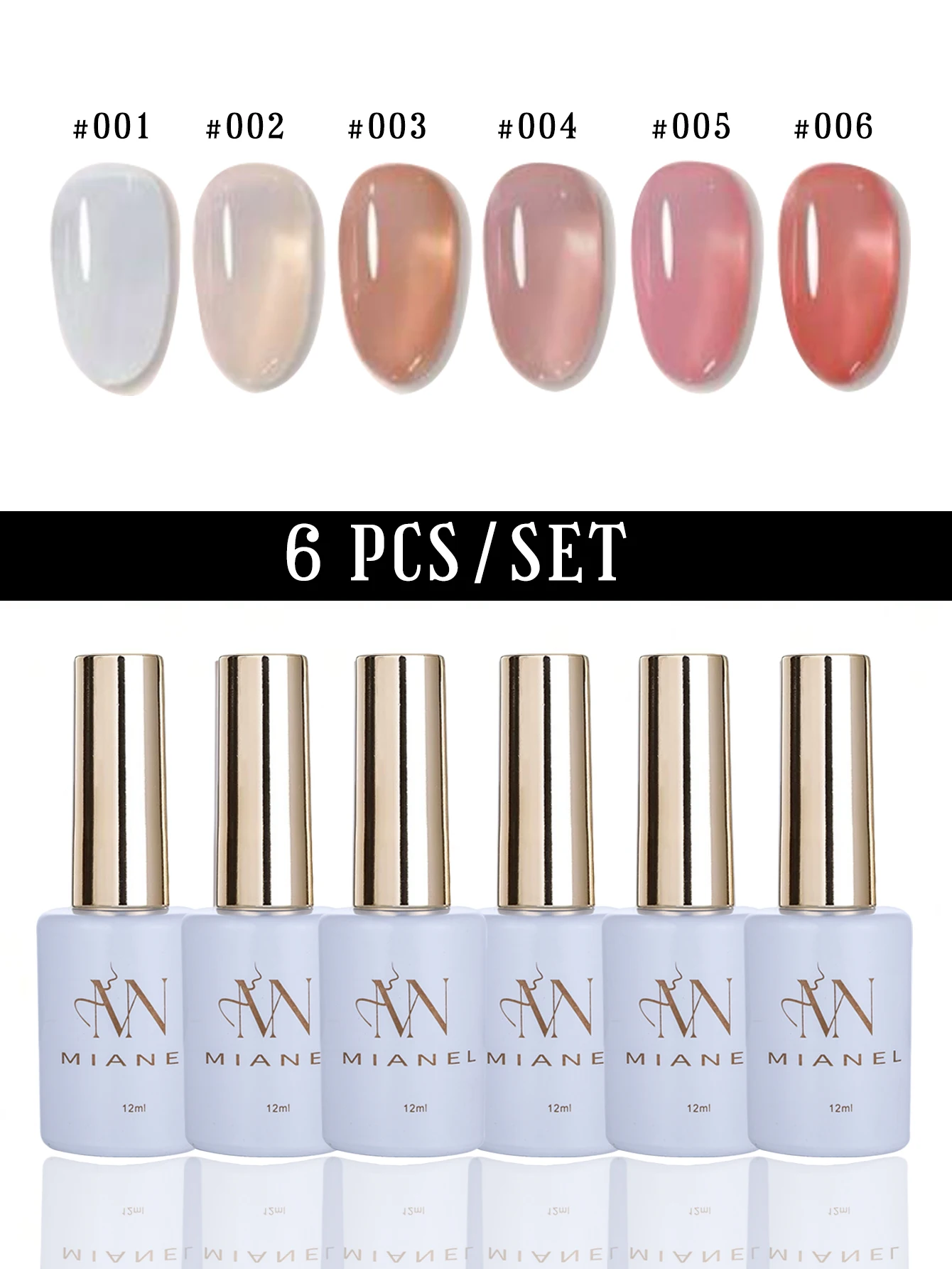 MIANEL 12ML Christmas Ice Clear Nude Jelly Gel Nagellak Set - 30 Kleuren Bestverkopende Tinten voor Roze Blauw Rood & Witte Nagels