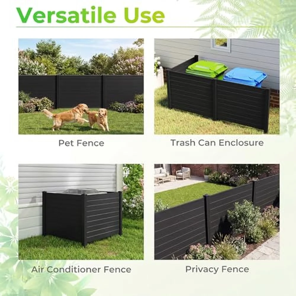 No Dig Air Conditioner Fence 3 Panels 48''W x 36''H Black