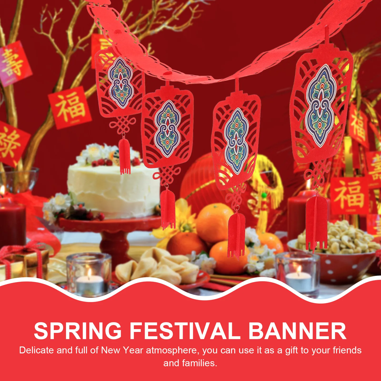 

Праздничный баннер к Китайскому Новому году 2023: декор для окон и дверей, войлочное украшение в китайском стиле, красный, для дома и вечеринок