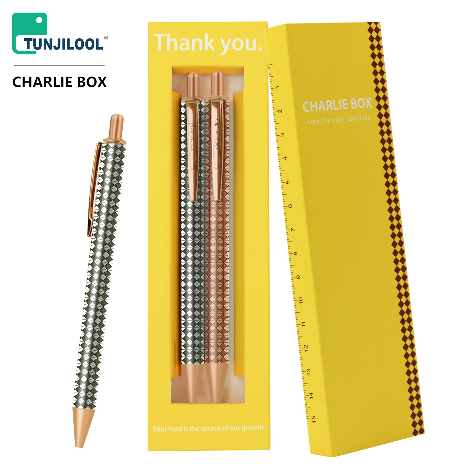 

TUNJILOOL 1/2/3Pcs 0.5mm Metal Ballpoint Pens Yellow Green Color Mosaic Metallic Black Writing Pen Office Supplies