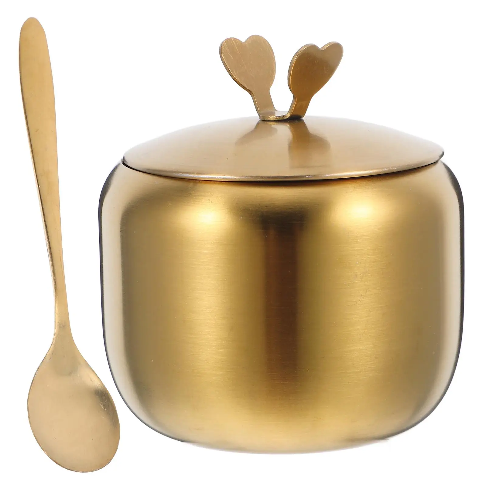 

Stainless Steel Sugar Bowl Round Shaped Salt Pepper Holder Material Spice Container Kitchen Canisters Sugar Storage