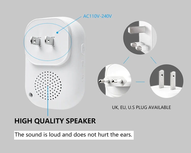 Timbre inalámbrico de larga distancia de 2,4 Ghz, 58 luces LED de música para exteriores, a prueba de agua, timbre de bienvenida, botón de recordatorio para invitados