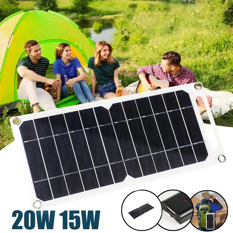 20 W tragbares Outdoor-Camping-Solarpanel, 300 x 145 mm, Solar-Handy, Sonnenlicht, Stromaufladung, mit Spannungsregler