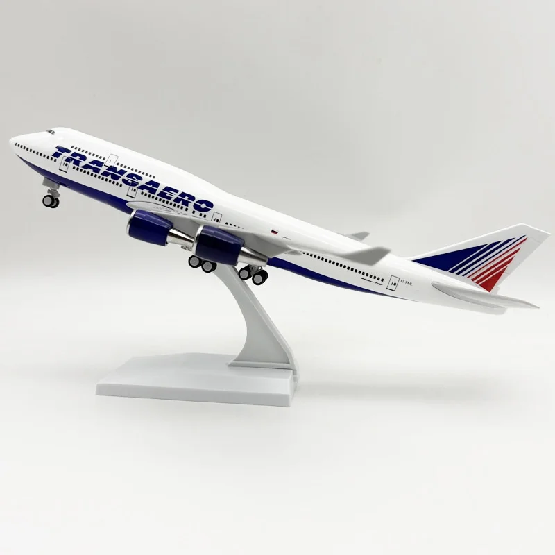 

Display 1/250 Scale Plane 30cm Russia Transaero B747 Airlines Miniature Airplane Toys For Boys Aircraft Model Kit (With Stand)