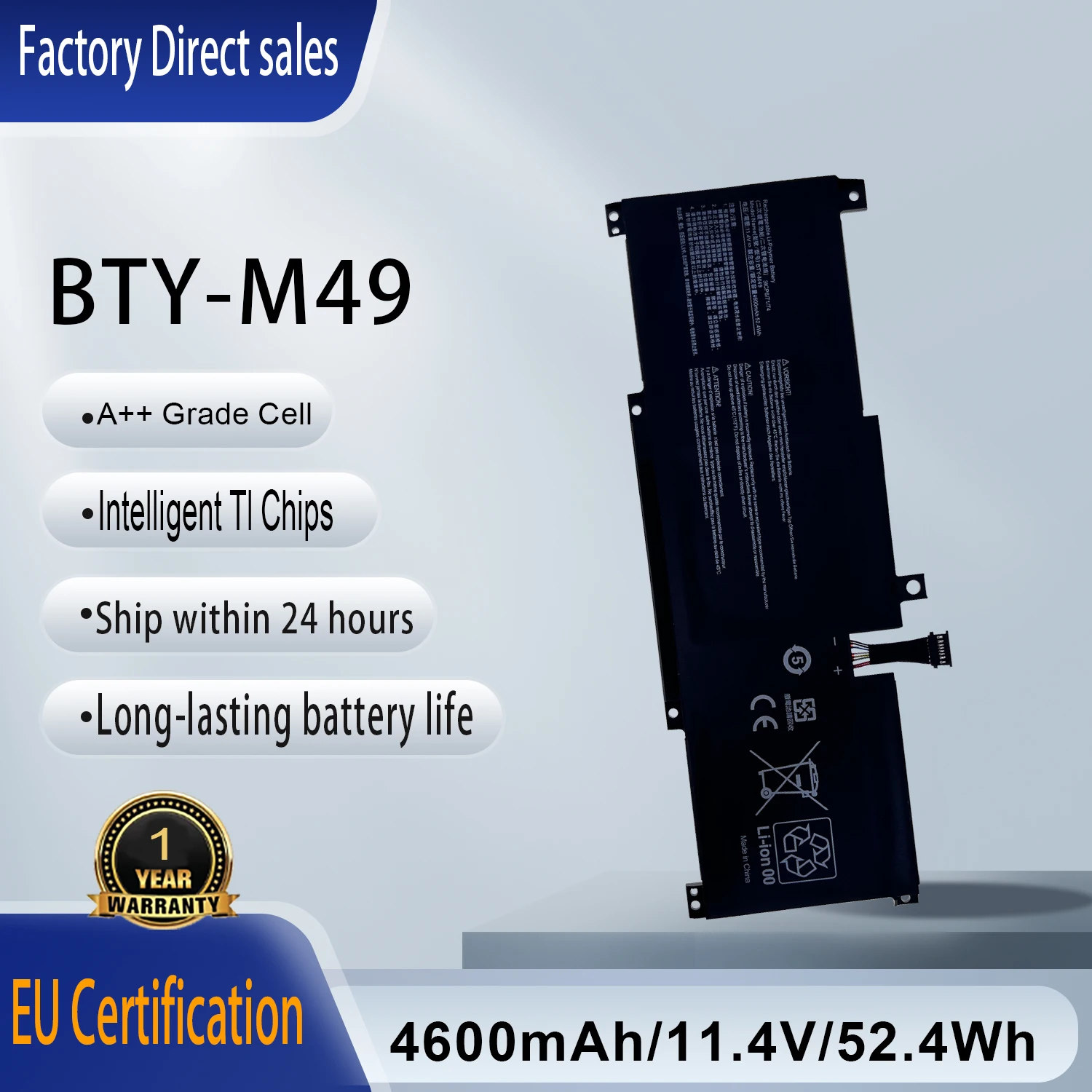 

Аккумулятор для ноутбуков BTY-M49 для MSI Prestige 14 A10M A10RAS A10RB Modern 14 B4M B4MW B10M B10RAS B10RASW i7-10710U MS-14C1 MS-14D1