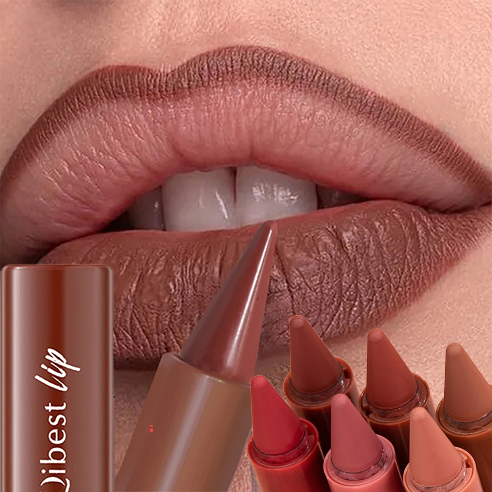Juego de lápices delineadores de labios cónicos, barra de contorno de labios de terciopelo mate duradero, resistente al agua, lápiz labial de Color fácil, taza antiadherente, lápiz de maquillaje, 1/6 piezas