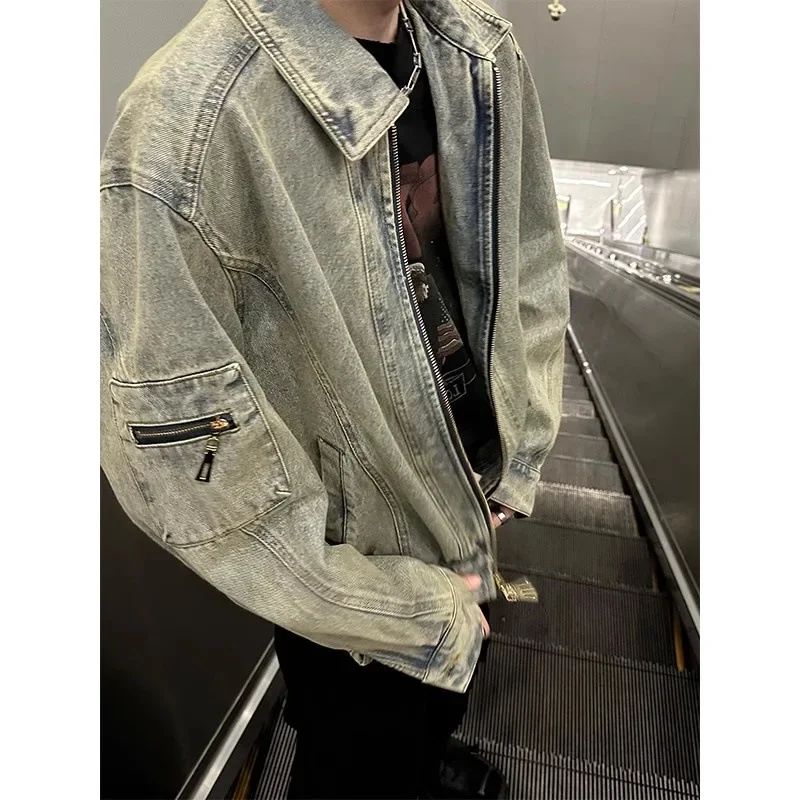 

Spring and Autumn old washed jacket men's 2024 new ruffian handsome denim jacket American trendy brand