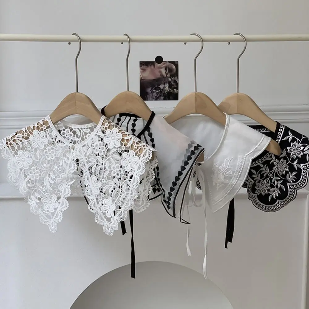 Sweet Hollow Out False Collar Knitted Mesh Crochet Shawl Detachable Collar Scarf Accessories Round Neck