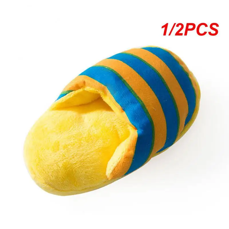 1/2PCS Durable Plush Entertaining Pet Striped Pet Slippers For Dogs Adorable Slippers Plush Slipper Toy With Sound Trending Cute