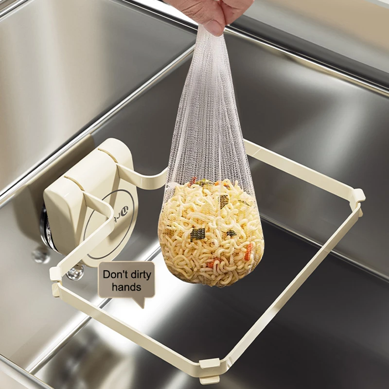 Drainage Sink Filter Rack Foldable Strainer Mesh Bag Stand Leftovers Garbage Net Shelf Anti-Clogging Disposable Kitchen Tools