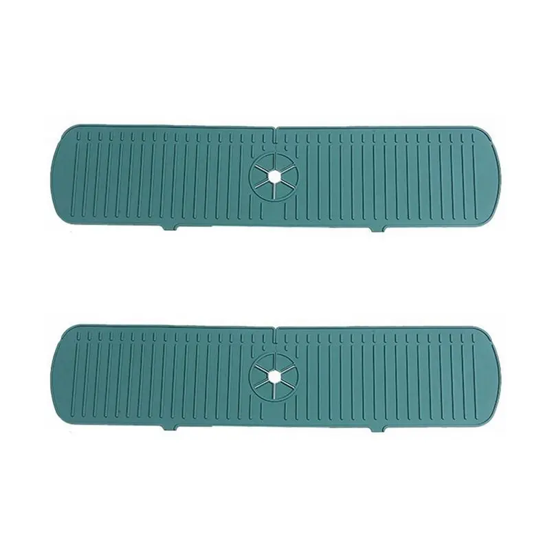 

A21I-2Pcs Kitchen Faucet Splash Pad Silicone Faucet Protector Mat Drain Pad Countertop Protector (61X14.5X0.5Cm)