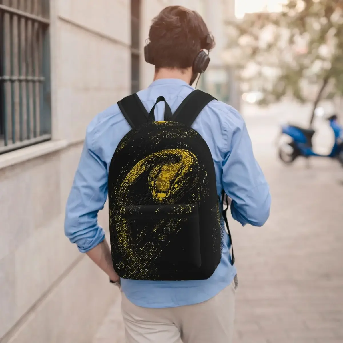 Black Gold Scary Snake Student Backpack School Bag Hiking Travel Daypack for Boys Girls Bookbag Shoulder Bags