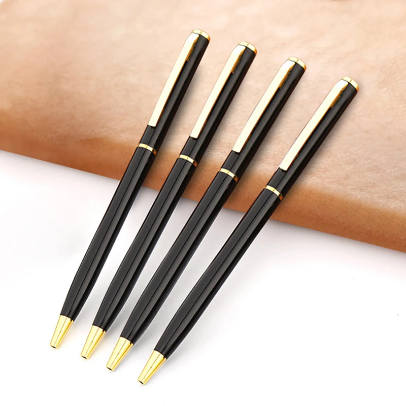 12pcs Custom Golden Text Ballpoint Pen Personalized Gift for School Office Logo Teacher Stationery Store Luxury Product Writing