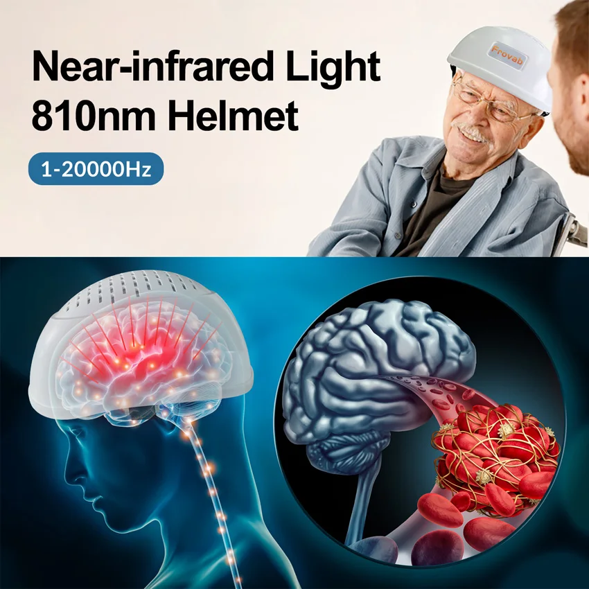 Stroke Parkinson Autism Migraine Led Red Light Therapy Infrared PDT Treatment 810nm Infrared Brain Stimulation Therapy Helmet