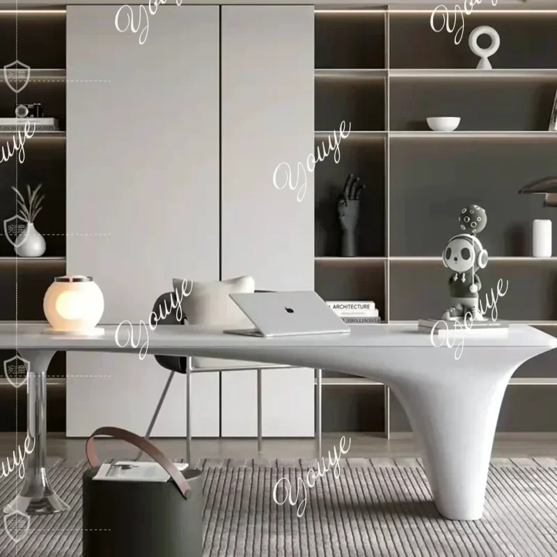 โต๊ะทำงานสำนักงานสีขาวหรูหรา N49 J โต๊ะทำงานอเนกประสงค์สำหรับบ้าน โต๊ะคอมพิวเตอร์ โต๊ะทำงานผู้บริหาร เฟอร์นิเจอร์สำนักงาน