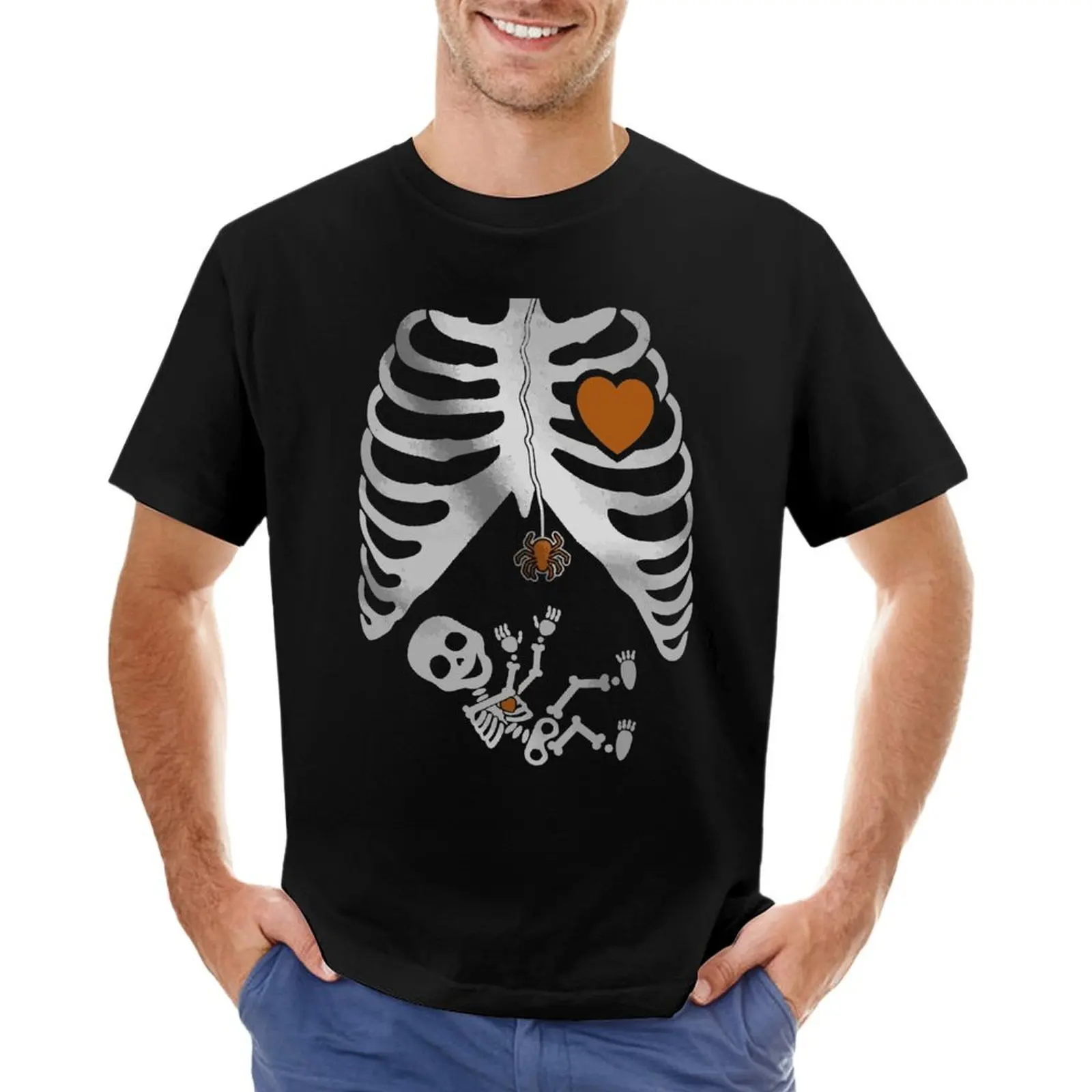 Halloween - Pregnant Skeleton Xray Costume Women T-shirt summer clothes customs design your own Men's cotton t-shirt