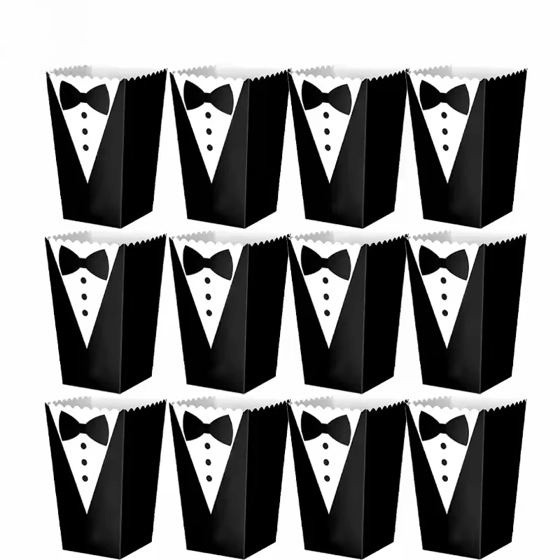 Wedding Tuxedo Popcorn Boxes, 12/36/60Pcs