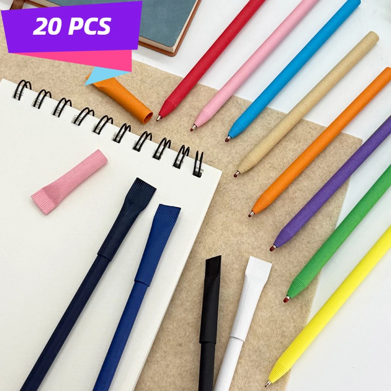 

20 шт. бумажные шариковые ручки для рекламных подарков, красочные ручки для рекламы, школы и корпоративных подарков, офисных школьных дневников