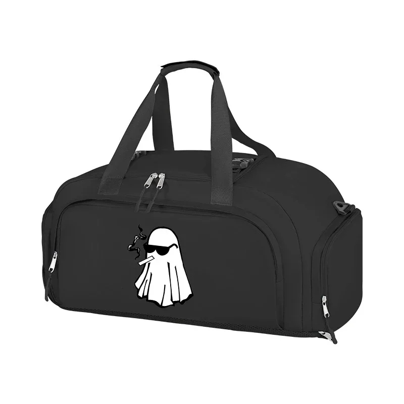Cartoon Ghost Print Gym Travel Duffel Bag Backpack Large Capacity Sports Backpack Water Resistant Hand Crossbody Weekend Bag - view 4