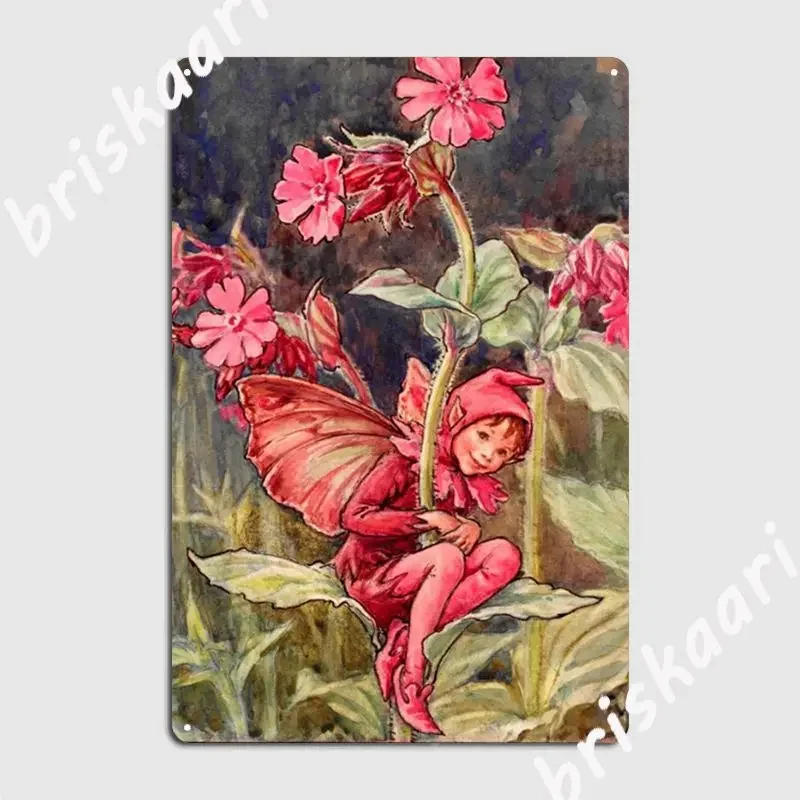 Cicely Mary Baker The Red Campion Fairy Vintage Illustration Metal Sign Club Garage Personalized Tin Sign Poster