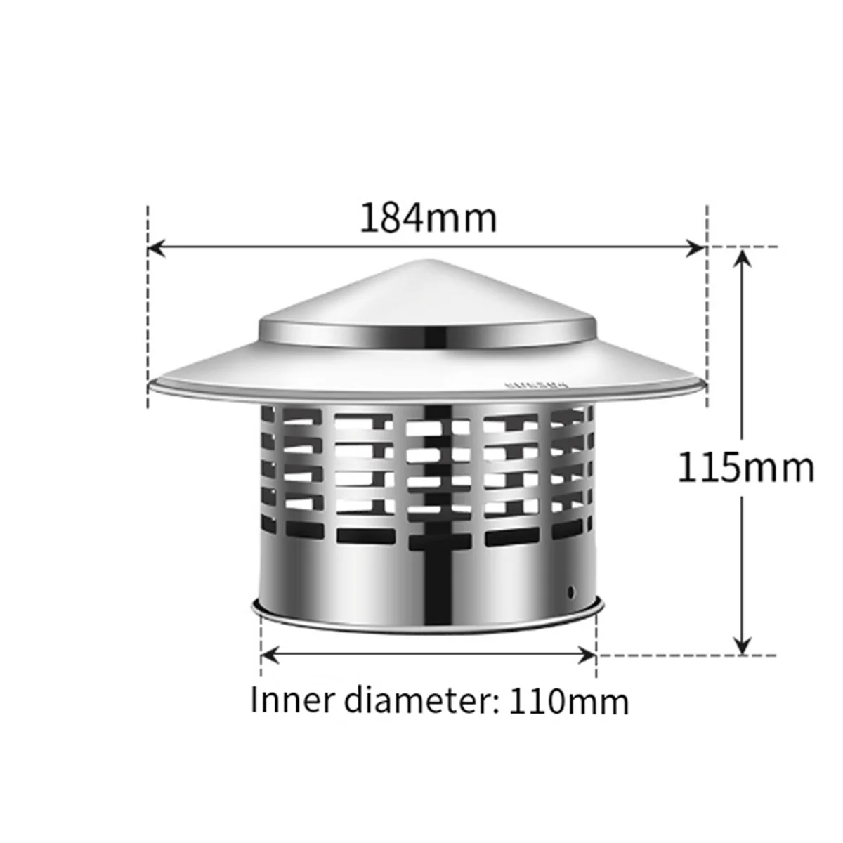 Round Chimney Cap Stainless Steel Tapered Top Chimney Cap with Screen Outside Roof Fireplace Screen Cover B