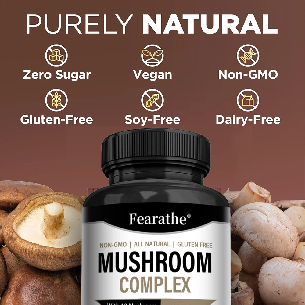 Mushroom Complex Capsules, Lion’s Mane & Reishi & Cordyceps Blend, Support Brain Focus, Memory, Mood, Energy & Immune Health view 6