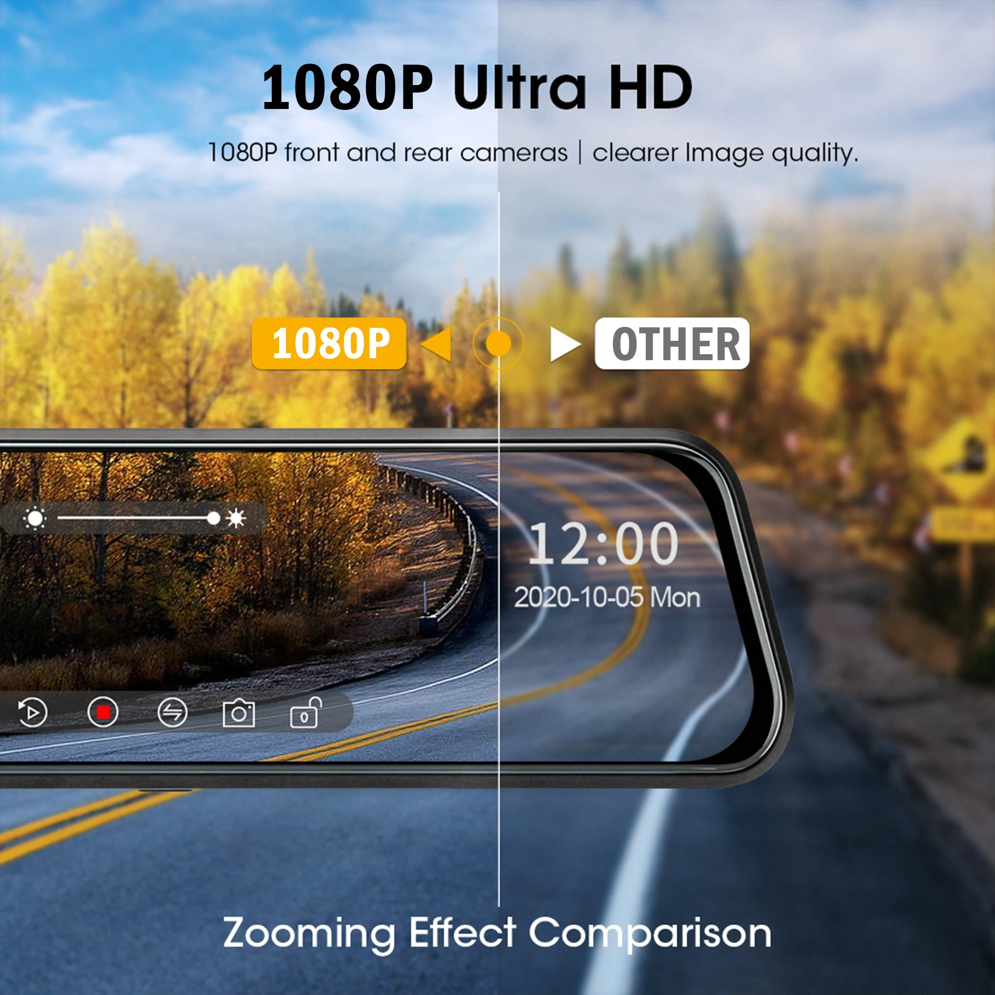 كاميرا داش كام مرآة للسيارة شاشة تعمل باللمس مسجل فيديو مرآة الرؤية الخلفية داش كام كاميرا أمامية وخلفية مرآة DVR الصندوق الأسود