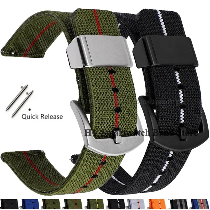 18mm 20mm 22mm 24mm Nylon Watch Strap for Seiko for Huawei Watch Gt2/Gt3 Replacement Bracelet Sport Quick Release Wrist Band