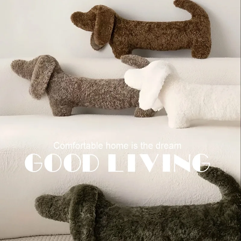 1pcs Solid-colored Dachshund Throw Pillow,Imitation Alpaca Wool, A Long Strip Pillow for Comforting The Legs While Sleeping
