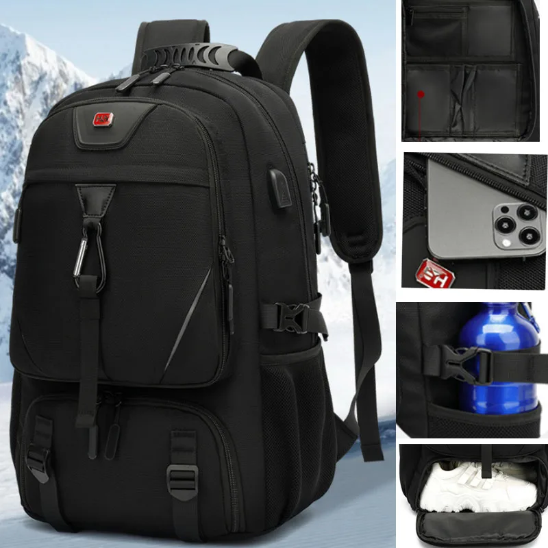 50/60/80l unisex homens ao ar livre mochila usb grande capacidade pacote de viagem esportes trekking mochila caminhadas acampamento para o sexo masculino