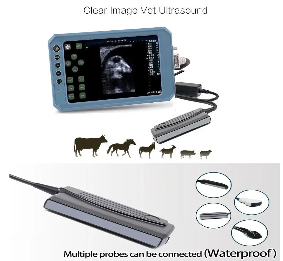 Portable Sonar Machine Horse Pregnancy Test Cow Farm Heat Detection Rectal Probe Breeding Animal Ultrasound Scanner USG Cattle