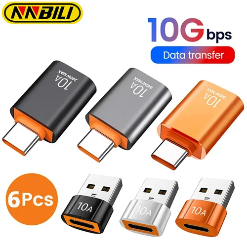 NNBILI USB C타입 데이터 어댑터, 맥북, 샤오미, 삼성, 고속 OTG 커넥터, C타입 10A, USB C 수-암 변환기, USB3.0  Best5