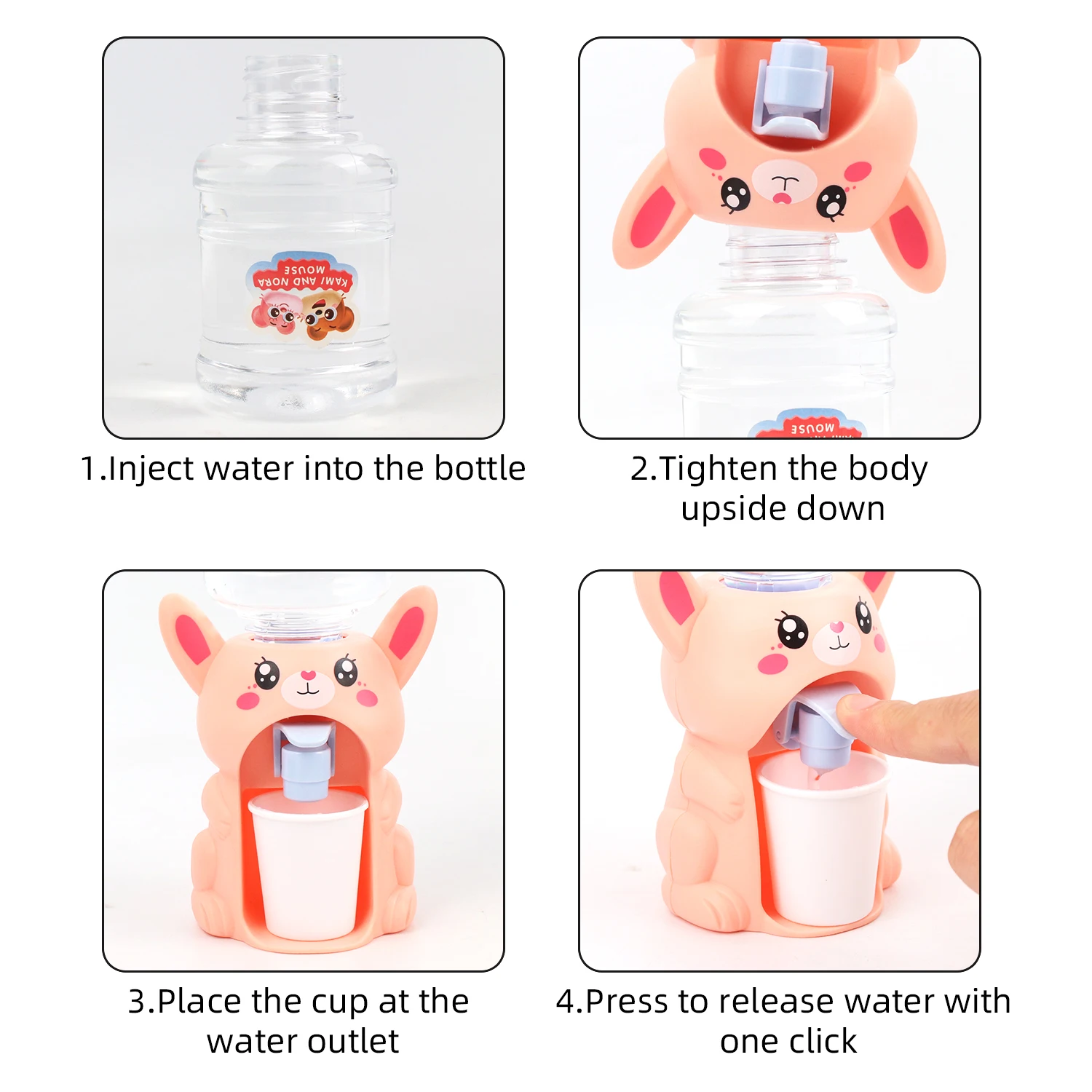 محاكاة متعة الأطفال موزع المياه لطيف أرنب اللعب لعبة المنزل موزع المياه لعبة المطبخ