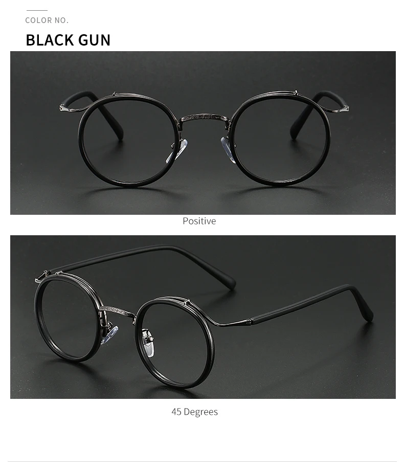 Retro Marke Design Luxus Runde Rahmen Brille Rahmen für Männer Frauen Ultraleicht Edelstahl Legierung Anti Blau Licht Brillen – Detail 10
