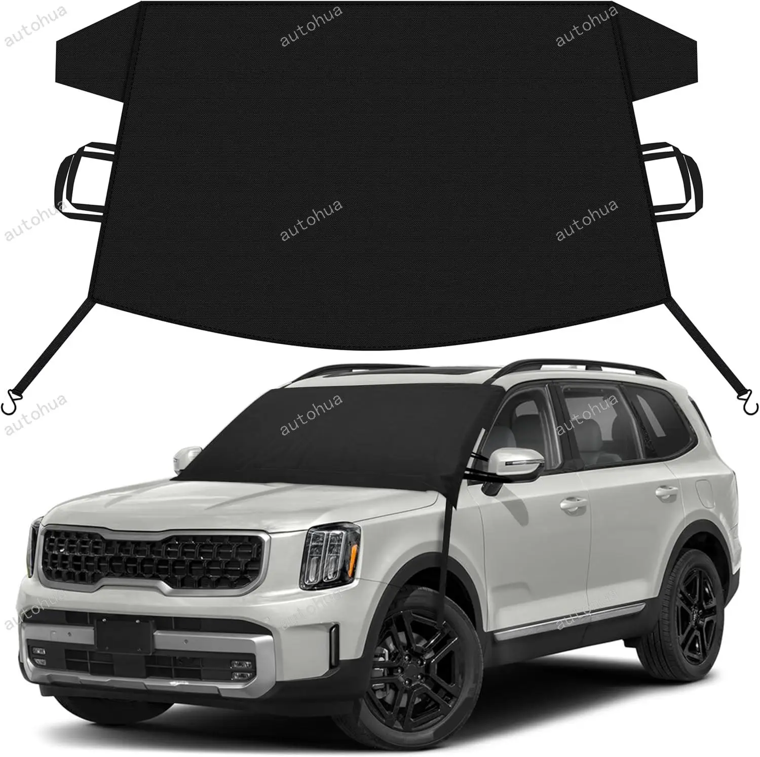 

Car Snow Cover for Kia Telluride Windshield Cover for Ice Snow with Heavy-Duty 600D Oxford Car Cover, Waterproof & Anti-Slip,