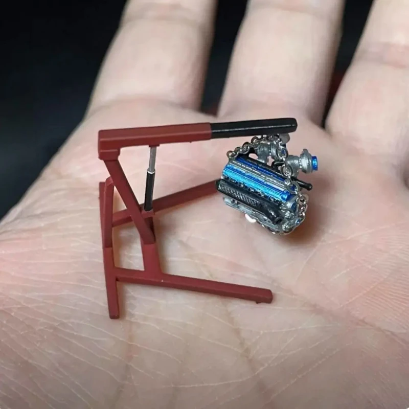 Custom Modification 1/64 Engine Crane Garage Repair Scene Accessories Collocation Miniature Figure Collecting Hobby