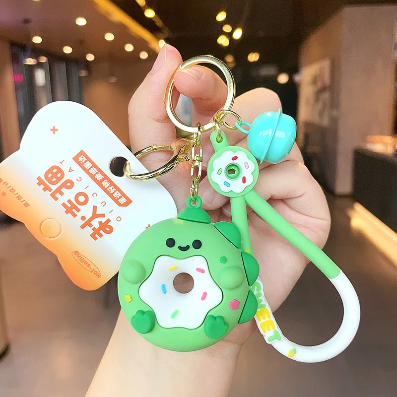 Cartoon Donut Animal Keychain Cute Dinosaur Bunny Bear Cat Doll Exquisite Pendant Key Chain for Women Girl Backpack Keyring Gift