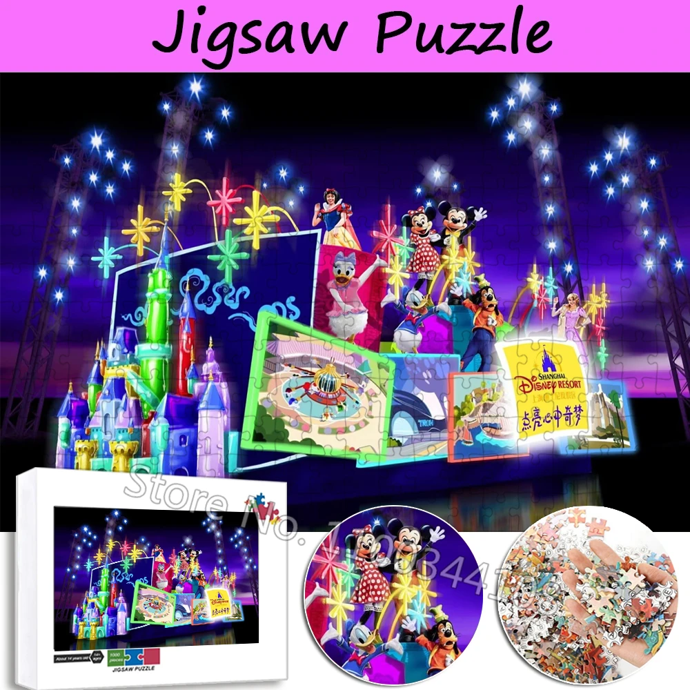 Disney Resort Disneyland Jigsaw Puzzle Cartoon Characters Mickey Mouse Wooden Puzzles for Adults Children's Educational Toys