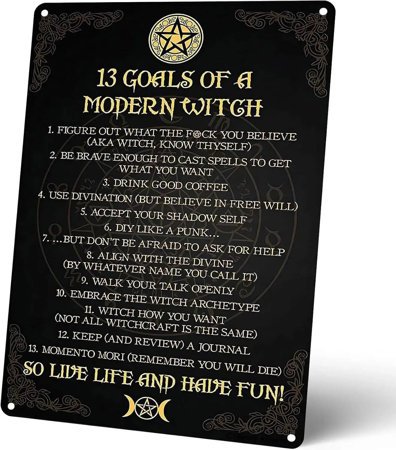 Witchcraft-Inspired Metal Signs, 13 Goals Of A Modern Witch   Black Gothic Decor, Vintage Farmhouse Kitchen Wall Art Gift for Wi