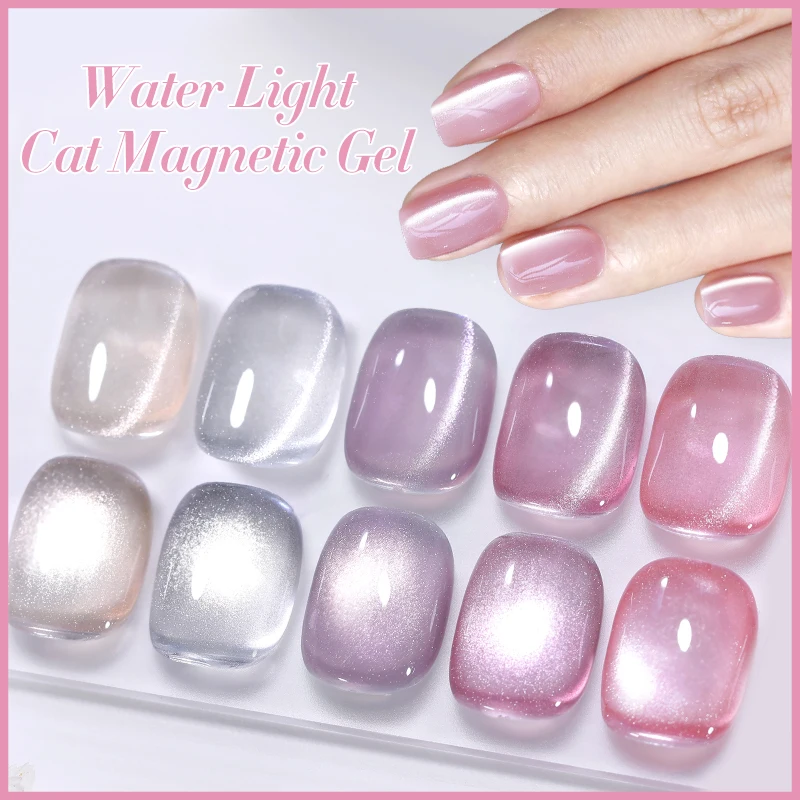 BORN PRETTY 6Pcs/Set 10ml Water Light Cat Magnetic Gel Nail Polish Aurora Spar Glitter Glass Soak Off UV LED Nail Varnish