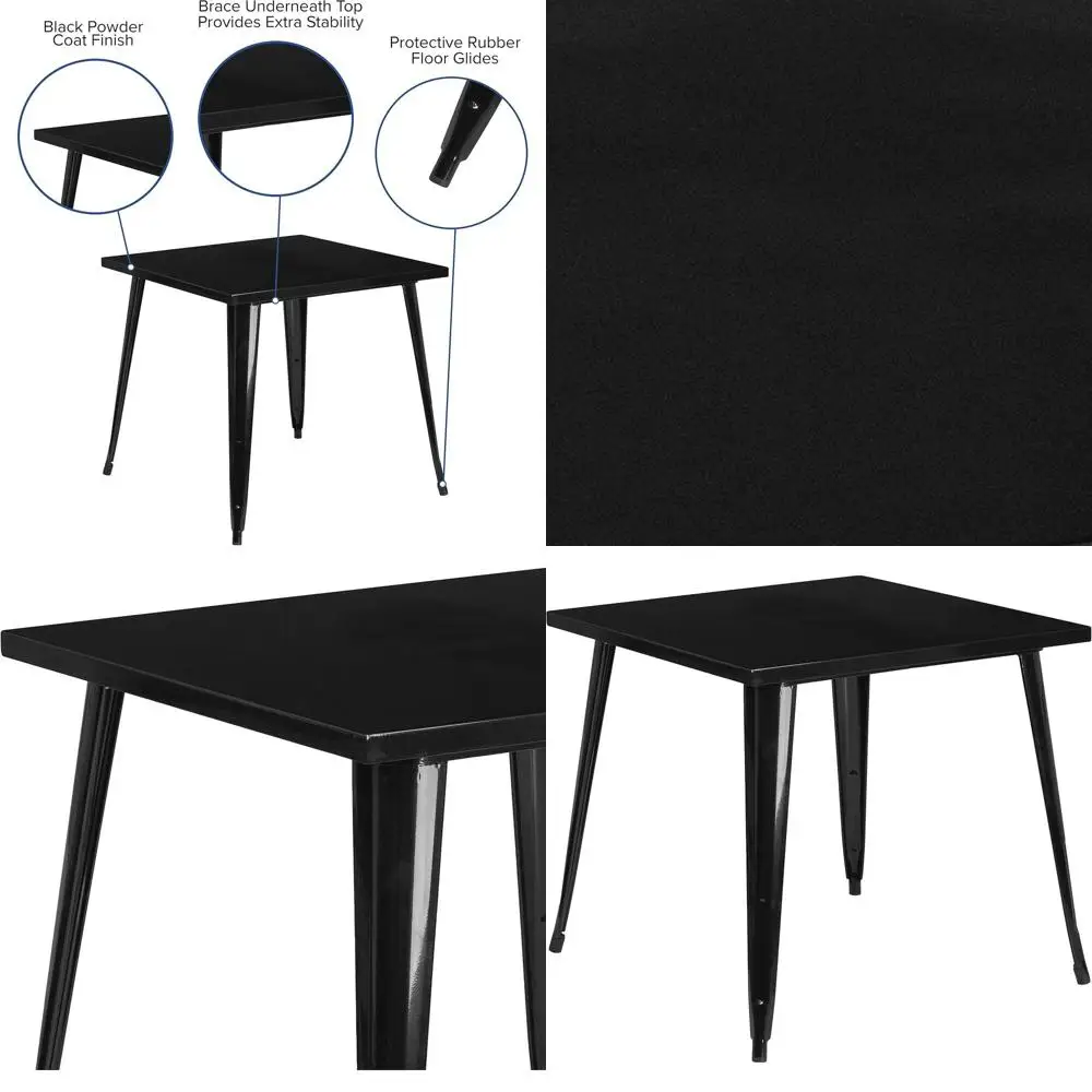 

Oliver & Emma Heavy-Duty 31.75 Black Metal Square Table for Indoor and Outdoor Use