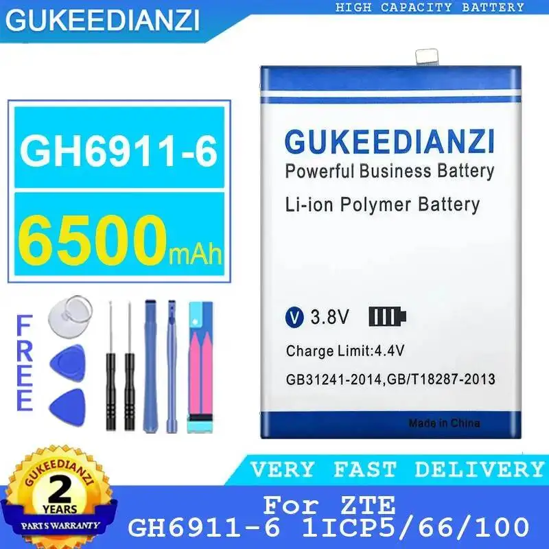 

For Zte GH6911-6 1ICP5 66 100 Mobile Phone Battery Premium Replacement Good Low-Temperature Performance 6500Mah