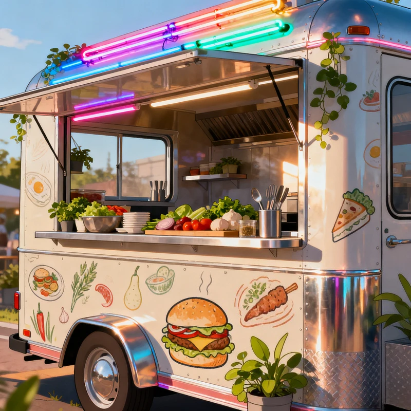 

Food Truck Trailer Mobile Cart Caravan Hamburger Mobile Business Factory off road camper trailers Stainless Steel BBQ Food Truck