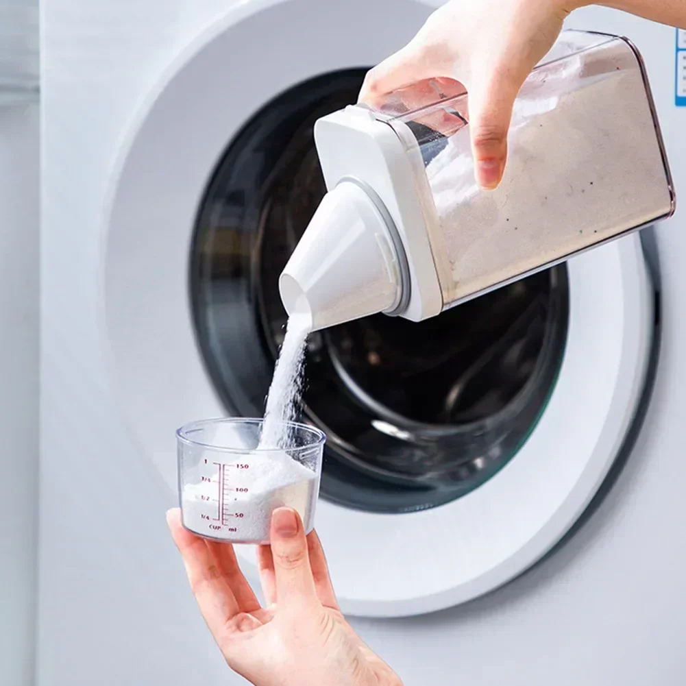 New Washing Dispenser Soap Dispenser With Measuring Cup With Lids Jar 700/1100/1500/1900ml Liqild Laundry Detergent Storage Box