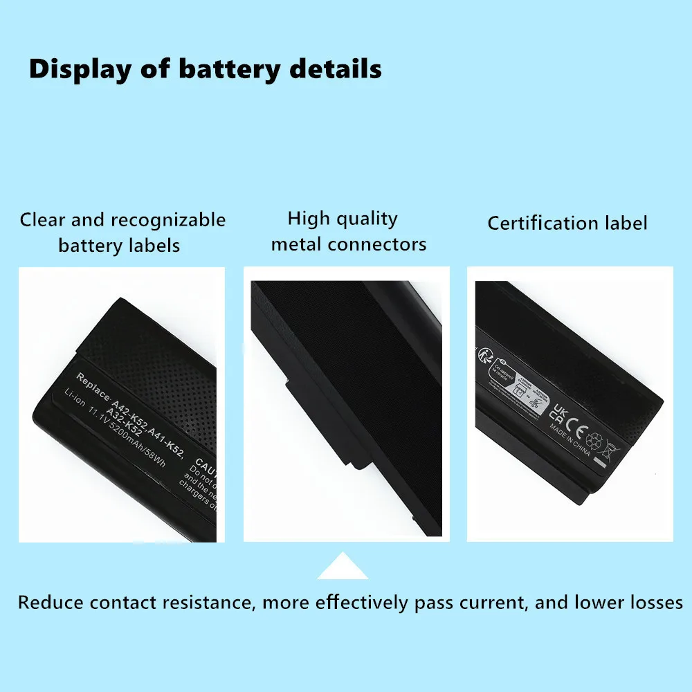 A32-K52 A31-K52 Laptop battery for Asus A40 A40J  A40E A42 A42D  A42E A42J A52 A52F A52J K42 K42D K42F K42J K42S