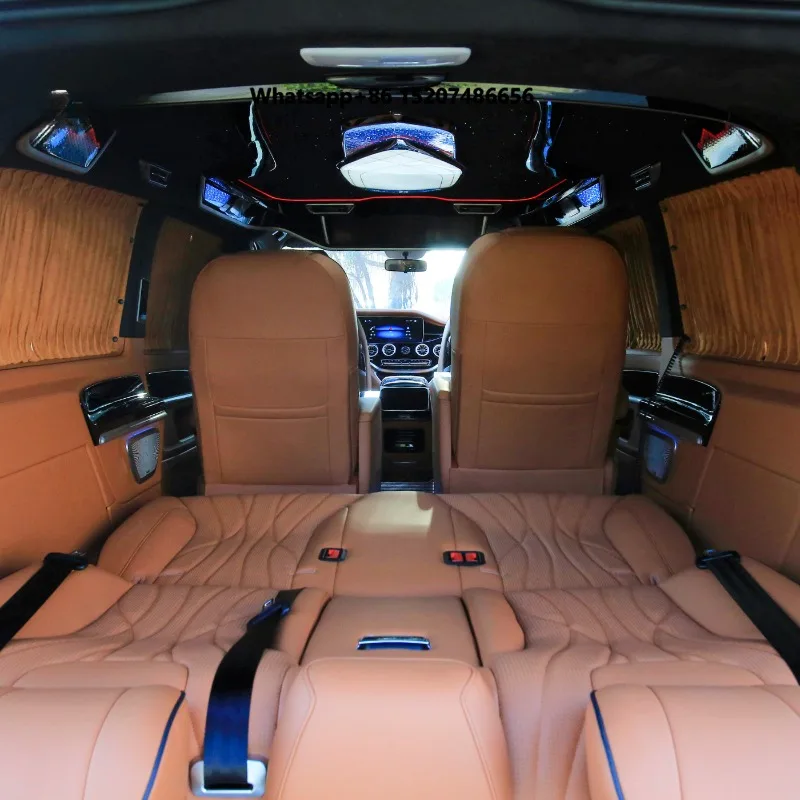 Carride Vito Portable Luxury MPV Conversion Kit Car Interior Accessory Aluminum Alloy Tan Leather Seats Starry Roof Ambient