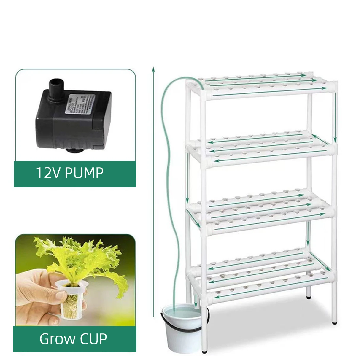 Planting Sites 3 Layers Horizontal Hydroponic Grow Kit Garden Plant Vegetable Planting Grow Box Deep Water Culture System