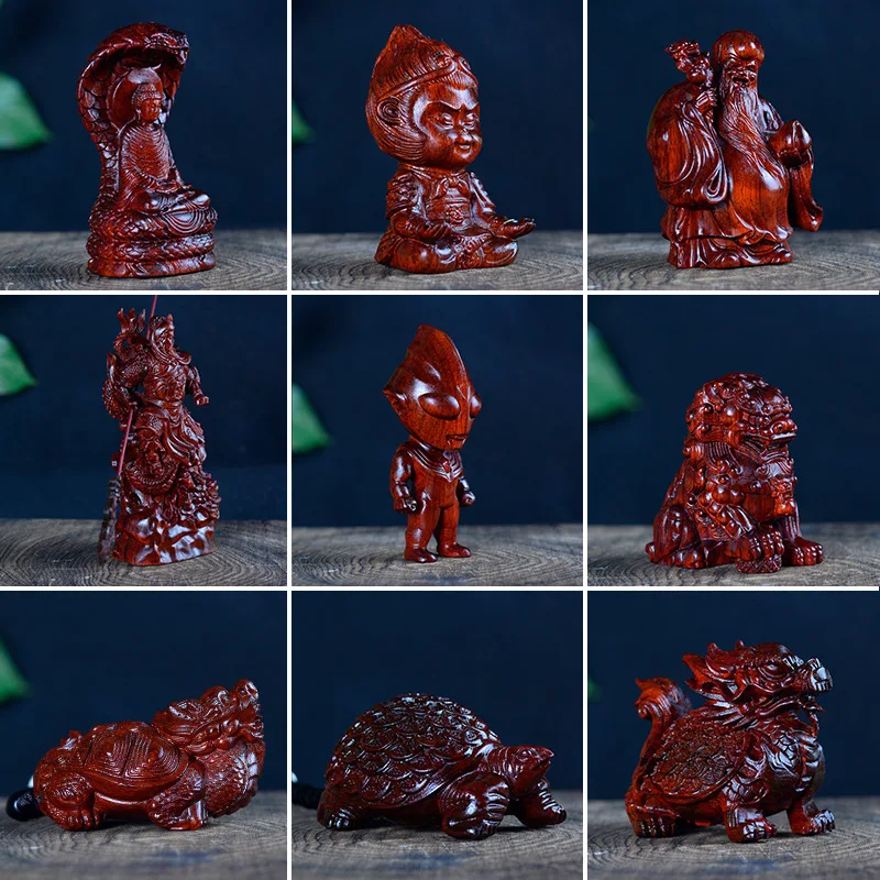

High-Density Small Leaf Red Sandalwood Carving Handheld Ornament Exquisite Pixiu Plaything Gift Pendant Creative Hanging Pendant