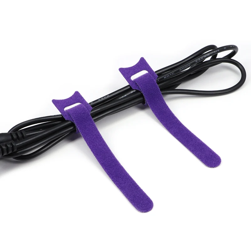 Releasable Cable Ties Wire Organizer Purple 150 200 250 mm Nylon Hook Loop Straps Wrap Zip Bundle Bandage Tie Plastics Fastening